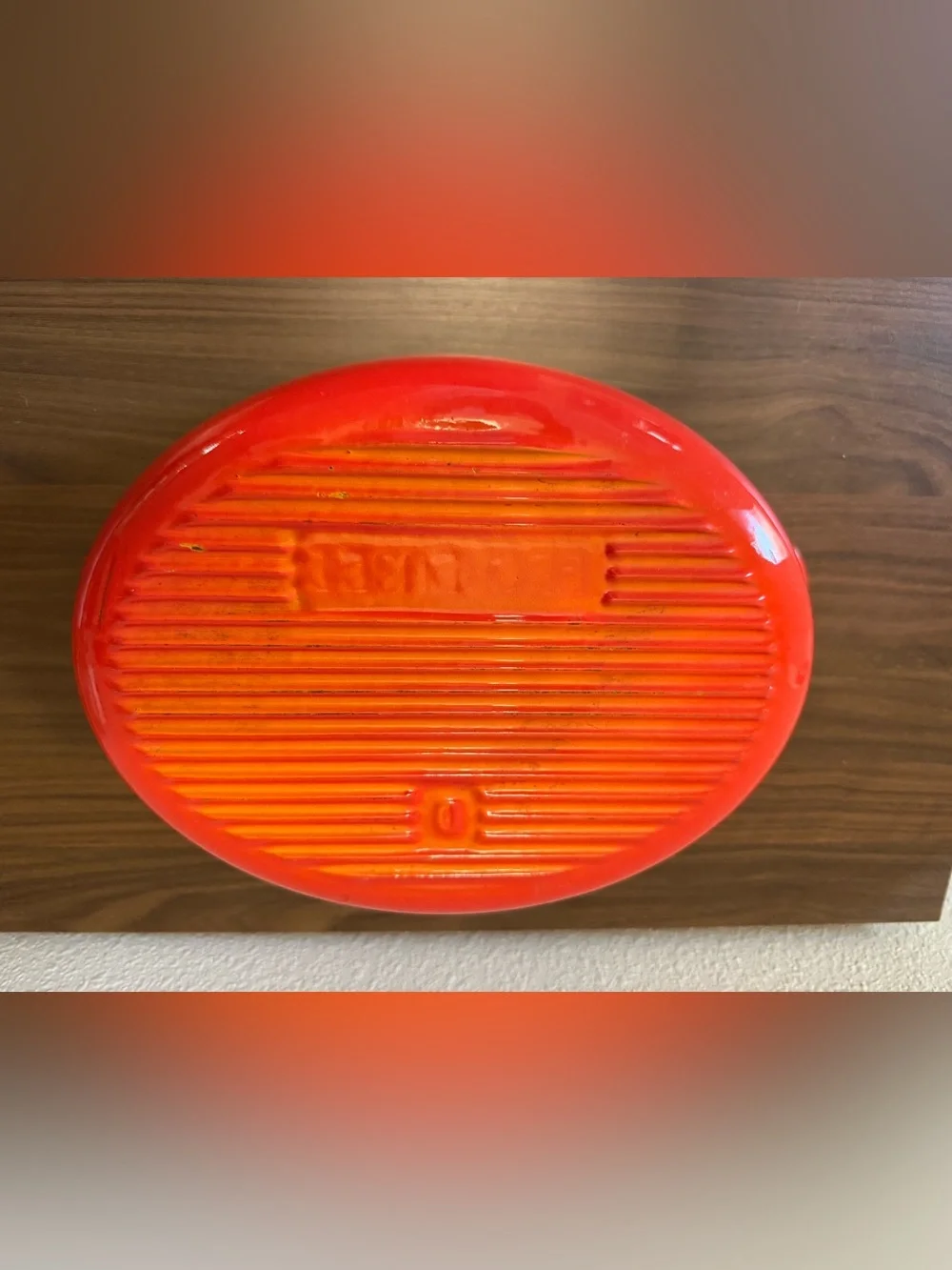 Le Creuset Orange to Red Gradient Enameled Cast Iron Casserole flame vintage